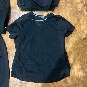 Lot of (2) Scrubstar Black Scrub Top Size Large, Black Scrub Top Size Large